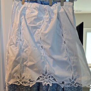 White Battenburg Lace Cotton Apron - Handmade